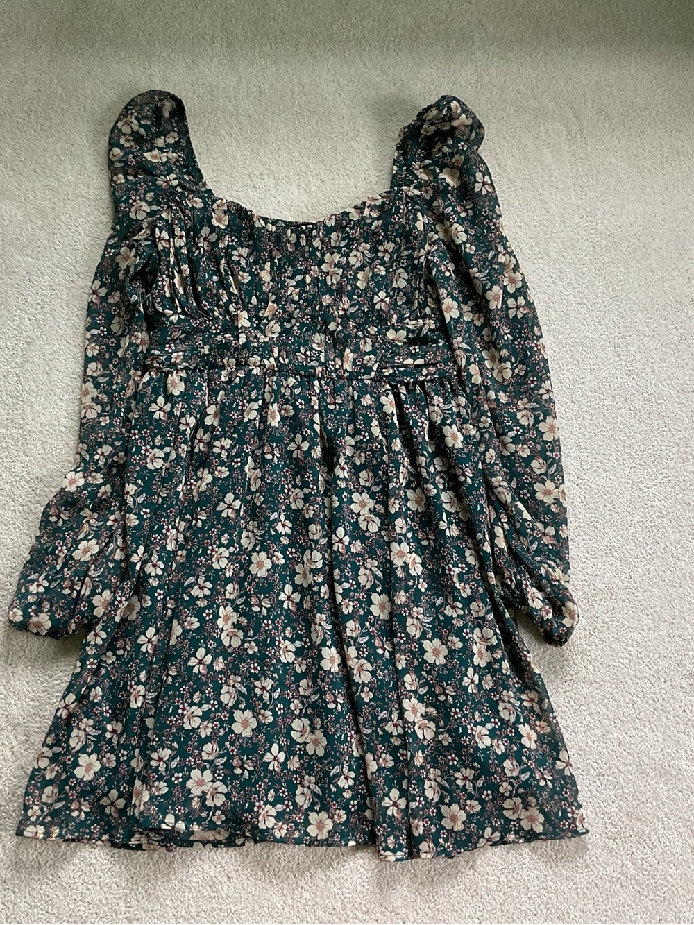 Floral Long-Sleeve Mini Dress
